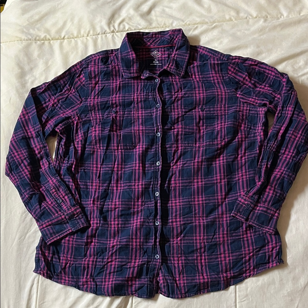 St. John's Bay Pink and Blue Plaid Flannel